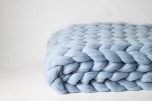 Mega pletená merino deka – ľadovo modrá