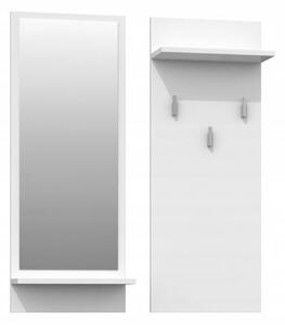 Nástenný vešiak so zrkadlom RIVA biela
