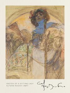 Umelecká tlač Sketch of a Sitting Lady - Alfons Mucha, (30 x 40 cm)