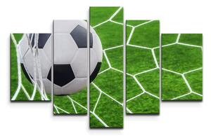 Sablio Obraz - 5-dílný Futbalová lopta v bráne - 125x90 cm