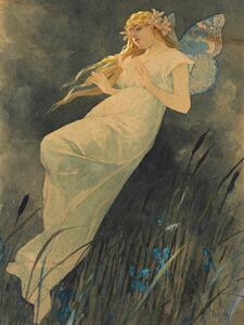 Obrazová reprodukcia The Elf in the Iris Blossoms (Vintage Art Nouveau) - Alfons Mucha, (30 x 40 cm)