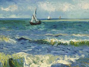 Obrazová reprodukcia The sea at Saintes-Maries-de-la-Mer (Vintage Seascape with Boats) - Vincent van Gogh, (40 x 30 cm)