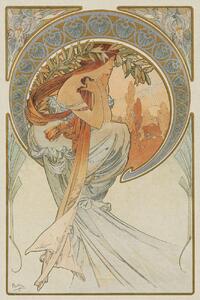 Obrazová reprodukcia The Arts 4, Heavily Distressed (Beautiful Vintage Art Nouveau Lady) - Alfons / Alphonse Mucha, (26.7 x 40 cm)