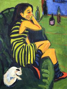 Umelecká tlač Artiste Marcella (Portrait of a Girl & A Cat) - Ernst Ludwig Kirchner, (30 x 40 cm)