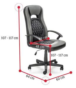 Kancelárska stolička CUSTO, 60x107-117x64, čierna/sivá