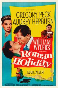 Umelecká tlač Roman Holiday, Ft. Audrey Hepburn & Gregory Peck (Vintage Cinema / Retro Movie Theatre Poster / Iconic Film Advert), (26.7 x 40 cm)
