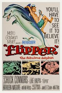 Obrazová reprodukcia Flipper, The Fabulous Dolphin (Vintage Cinema / Retro Movie Theatre Poster / Iconic Film Advert), (26.7 x 40 cm)