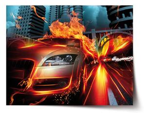 Sablio Plagát Auto v plameňoch - 120x80 cm