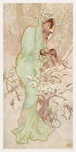 Umelecká tlač The Seasons: Winter (Art Nouveau Portrait) - Alphonse Mucha, (20 x 40 cm)
