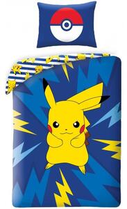 Bavlnené posteľné obliečky Pokémon Pikachu - motív Bleskový šok - 100% bavlna - 70 x 90 cm + 140 x 200 cm
