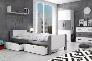 Detská posteľ AREK | 80 x 200 cm farebné prevedenie: Grafit / biele zásuvky