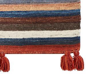 Kelímový koberec viacfarebný vlna a bavlna 200 x 300 cm ručne tkaný boho pruhovaný vzor so strapcami