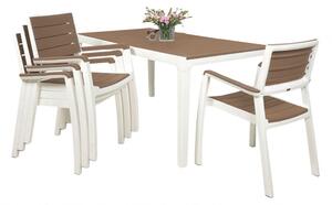 Záhradný nábytok Keter Harmony set stôl + 4 stoličky biely / cappuccino