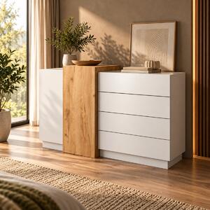 KOMODA NORDVIK 2D3S DUB CRAFT + BIELA 160 cm