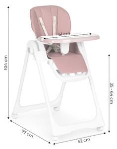 EcoToys Detská vysoká stolička na kŕmenie - ružová