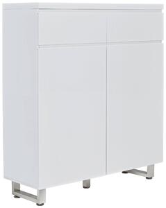SKRINKA NA TOPÁNKY, biela, biela s vysokým leskom, 111/126/38 cm MID.YOU - Online Only drobný nábytok, Online Only