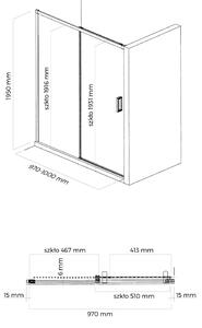 Oltens Breda sprchové dvere 100 cm posuvné čierna matná/priehľadné sklo 21213300