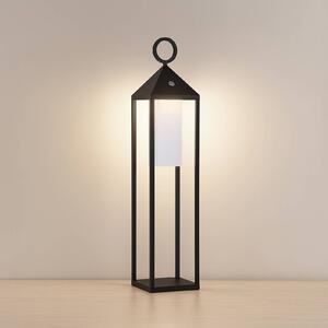 Lucande LED dobíjacia lampa Miluma, 64 cm, čierna, IP54, hliník