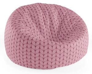 Sablio Sedací vak Cocoon Růžové pletení z vlny - 75 x 45 x 35 cm