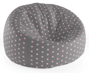 Sablio Sedací vak Cocoon Růžové puntíky na šedé - 75 x 45 x 35 cm