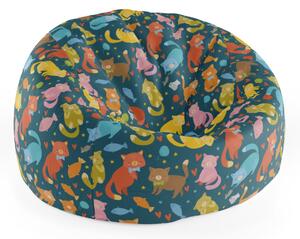 Sablio Sedací vak Cocoon Kočky s rybkami - 75 x 45 x 35 cm