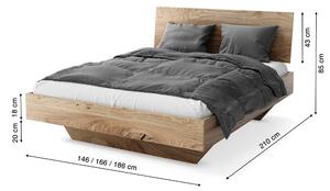 Masívna dubová manželská posteľ Piacenza Rozmer: 140x200
