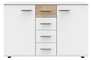 KOMODA, biela, farba duba, hikória, 130/83/41 cm Carryhome - Komody
