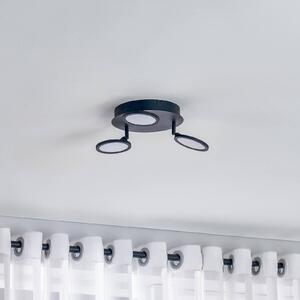 Lindby LED stropné svietidlo Manel, čierna farba, železo, Ø 22 cm