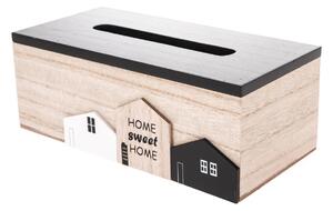 Drevený box na vreckovky Home town hnedá, 24 x 12 x 9 cm