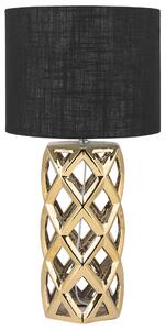 Stolná lampa zlatá keramika 71 cm látkové tienidlo tvar vázy geometrický dizajn kábel s vypínačom moderný minimalistický štýl