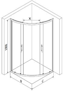 Mexen Rio, štvrťkruhový sprchovací kút 70(dvere)x70(dvere)x190 cm, 5mm číre sklo, zlatý profil, 863-070-070-50-00