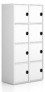 Kancelárska skriňa FRAME, 8x dvere, 872 x 450 x 1735 mm, RFID zámok, biela