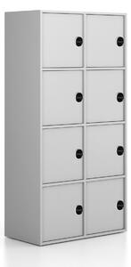 Kancelárska skriňa FRAME, 8x dvere, 872 x 450 x 1735 mm, RFID zámok, sivá