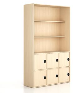 Kancelárska skriňa FRAME, 6x dvere, 2x polica, 1299 x 450 x 2162 mm, RFID zámok, breza