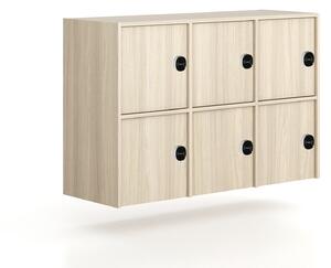 Kancelárska skriňa FRAME, nízka, 6x dvere, 1299 x 450 x 881 mm, RFID zámok, dub prírodný