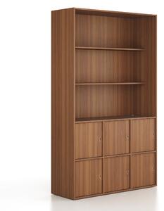Kancelárska skriňa FRAME, 6x dvere, 2x polica, 1299 x 450 x 2162 mm, cylindrický zámok, orech