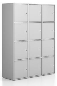 Kancelárska skriňa FRAME, 12x dvere, 1299 x 450 x 1735 mm, cylindrický zámok, sivá