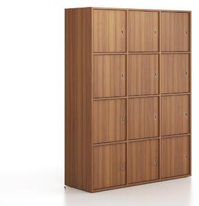 Kancelárska skriňa FRAME, 12x dvere, 1299 x 450 x 1735 mm, cylindrický zámok, orech