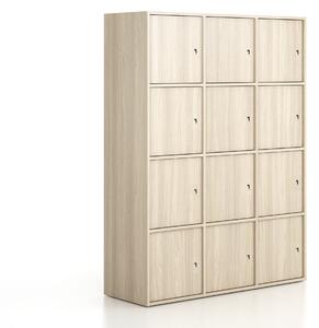 Kancelárska skriňa FRAME, 12x dvere, 1299 x 450 x 1735 mm, cylindrický zámok, dub prírodný