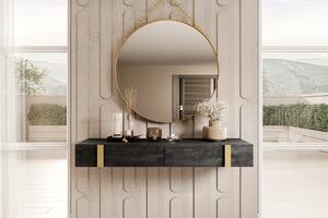 Závesný toaletný stolík Verica 120 cm - charcoal / zlaté úchytky