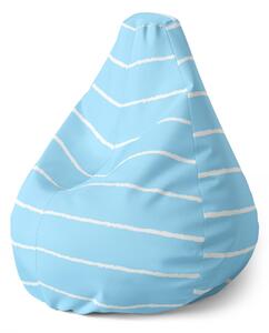 Sablio Sedací vak Pear Biele linky na modrej - 70 x 95 x 15 cm