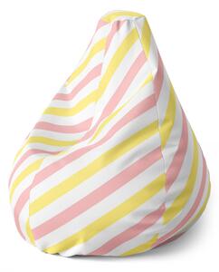 Sablio Sedací vak Pear Ružové a žlté pruhy - 70 x 95 x 15 cm