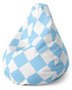 Sablio Sedací vak Pear Bielo-modré kosoštvorce - 70 x 95 x 15 cm