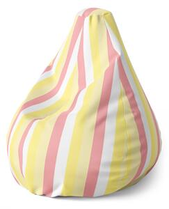 Sablio Sedací vak Pear Žlto-ružové pruhy - 70 x 95 x 15 cm