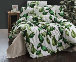 Brotex Obliečky francúzske bavlna 200x200,70x90 Leaves green, Výber zapínania: zipsový uzáver