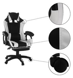 KONDELA Kancelárske/herné kreslo s RGB LED podsvietením, čierna/biela, JOVELA
