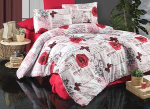 Brotex Obliečky francúzske krep 240x200, 70x90 Red roses, Výber zapínania: zipsový uzáver
