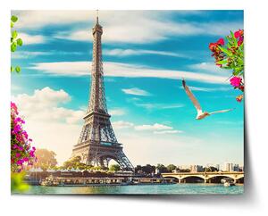 Sablio Plagát Paríž Eiffelova veža Mraky - 60x40 cm