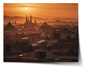 Sablio Plagát Barcelona Night Skyline - 60x40 cm