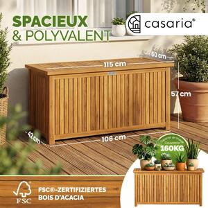 Úložný box z agátového dreva, 115x50x59cm, vrátane vnútornej plachty